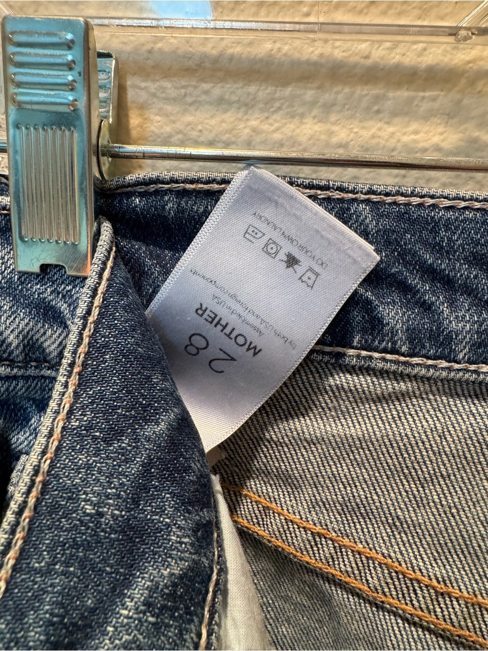 MOTHER Dark Blue Distressed Flare Jeans - Picture 6 of 7